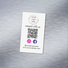 Verbindung mit uns | QR-Kodex für soziale Medien Magnetische Visitenkarte