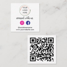 Verbindung mit uns | QR-Kodex für soziale Medien Quadratische Visitenkarte