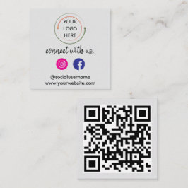 Verbindung mit uns | QR-Kodex für soziale Medien Quadratische Visitenkarte