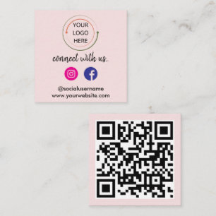 Verbindung mit uns   QR-Kodex für soziale Medien Quadratische Visitenkarte