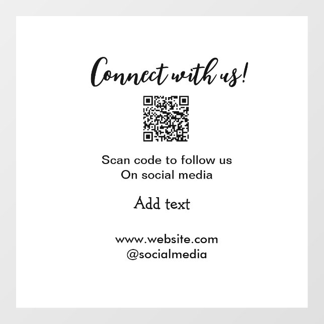 Verbindung mit uns Scan QR Code hinzufügen Website Fensteraufkleber (Blatt)