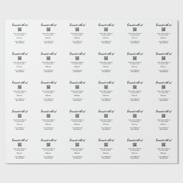Verbindung mit uns Scan QR Code hinzufügen Website Geschenkpapier (Flach)