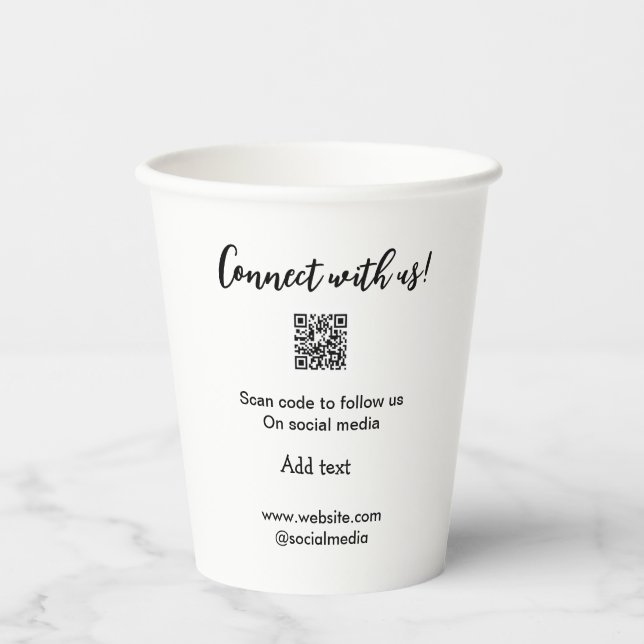 Verbindung mit uns Scan QR Code hinzufügen Website Pappbecher (Vorderseite)