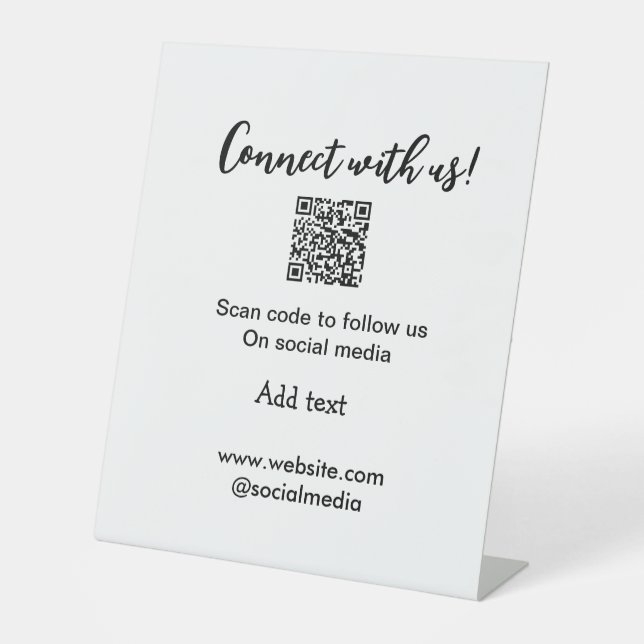 Verbindung mit uns Scan QR Code hinzufügen Website Sockelschild (Vorderseite)
