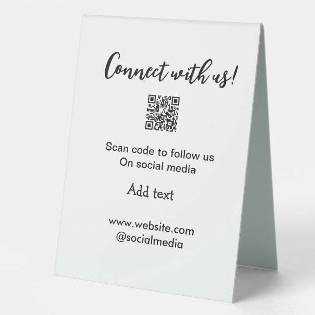 Verbindung mit uns Scan QR Code hinzufügen Website Tischaufsteller (Vorderseite)