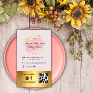 Verbindung mit uns, soziale Medien, qr Code rosa G Visitenkarte