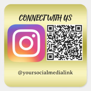 Verbindung mit uns: Website & Instagram QR-Code-St Quadratischer Aufkleber