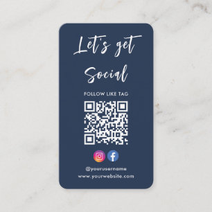 Verbindung mit US Instagram Facebook Qr Code Navy Visitenkarte