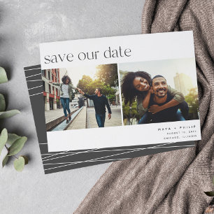 Verbindung   Modernes Lässiges Zwei-Foto Save The Date