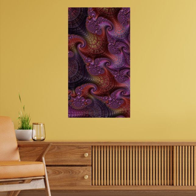 Verbindungen Farbiges Fraktal Abstrakte Landschaft Poster (Wohnzimmer 2)