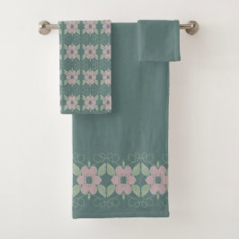 Verblasenes Aquamarines Rose Badetuch Set