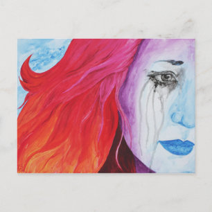 Verblassendes surrealistisches Regenbogen-Frauenpo Postkarte