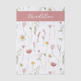 Verblasst rosa Wildblumen-Wasserfarben-Monogramm Seidenpapier