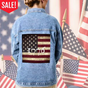 Verblasste amerikanische Flagge Patriotisch Jeansjacke