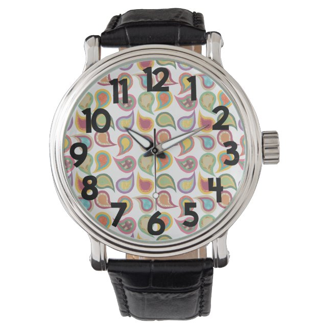 Verblasste Atompaisleys Armbanduhr (Vorderseite)