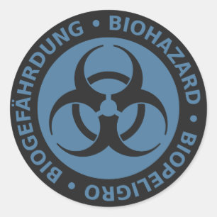 Verblaßte blaue dreisprachige runder aufkleber