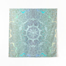 Verblaßte blaues Grau-Mandala-Wand-Tapisserie