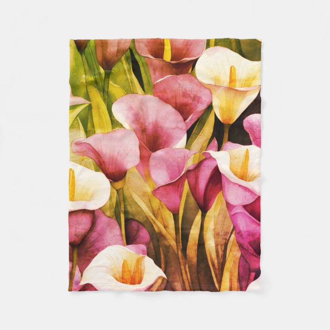 Verblasste Calla-Lilie Fleecedecke (Vorderseite)