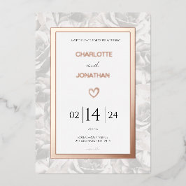 Verblasste graue Rose Personalisierte HochzeitGold Folieneinladung