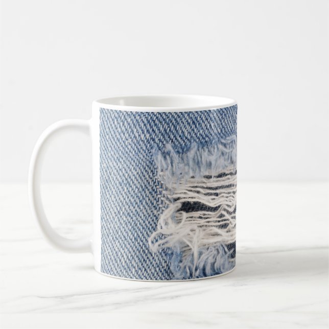 Verblasste Jeans Textur Kaffeetasse (Links)