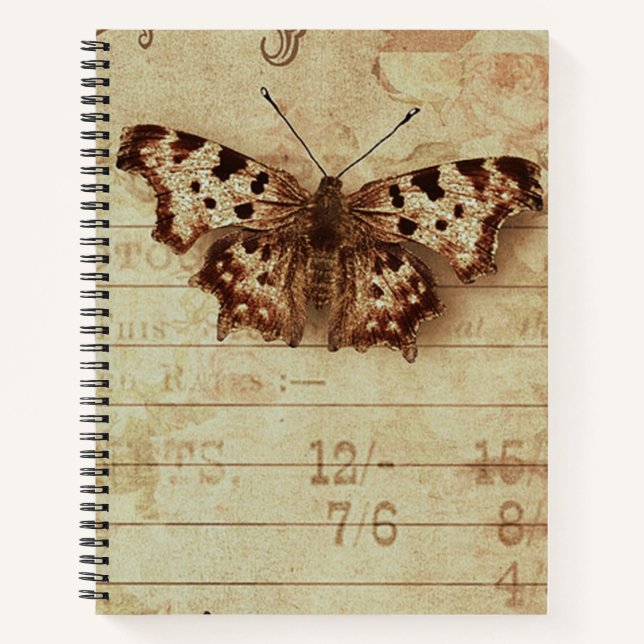 Verblasste Notizblöcke aus Sepia-Schmetterling Notizbuch (Vorderseite)