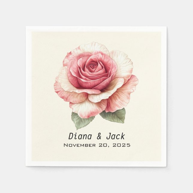 Verblasste rosa Rose Serviette (Vorderseite)