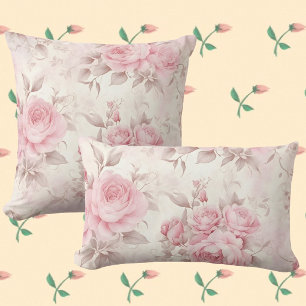 Verblasste rosa Rosen im Vintage-Stil Kissen