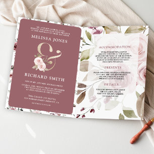 Verblasste staubige Rose Floral Und-Zeichen QR-Cod Einladung
