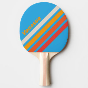 Verblasste Surf Blue diagonale Streifen mit Namen Tischtennis Schläger