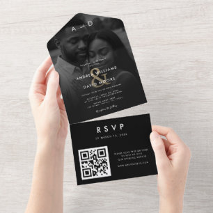 Verblasste Überlagerungsfoto Gold Et-Zeichen QR-Co All In One Einladung
