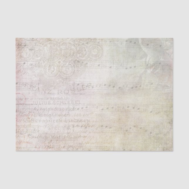 Verblaßte Vintage Art-Blatt-Musik Seidenpapier (Vorderseite)
