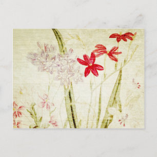 Verblasste Vintage Blume Bouquet 3 Postkarte