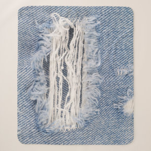 Verblasste zerrissene Jeans-Textur Sherpadecke