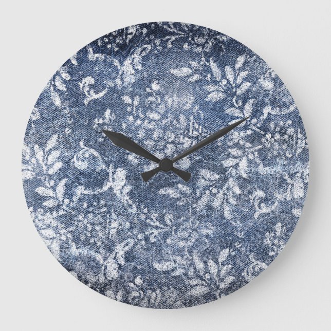 Verblasster Blumenbeweis: Grungy texturierter Hint Große Wanduhr (Vorderseite)
