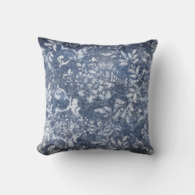 Verblasster Blumenbeweis: Grungy texturierter Hint Kissen (Vorderseite)