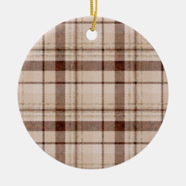 Verblasster Braunton Karierter Weihnachtsschmuck (Vorne)
