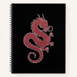 Verblasster Drache auf Schwarz Notizbuch