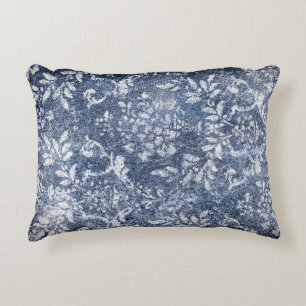 Verblasster floraler Denim: Grungy strukturierte H Dekokissen