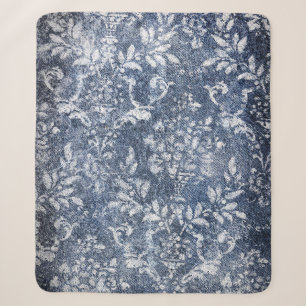 Verblasster floraler Denim: Grungy texturierter Hi Sherpadecke