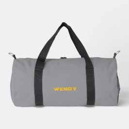 Verblasster gelber benutzerdefinierter Text auf Gr Duffle Bag