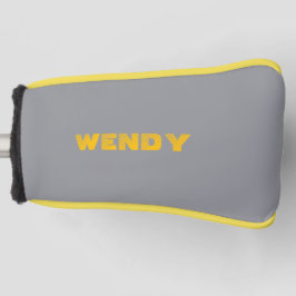 Verblasster gelber benutzerdefinierter Text auf Gr Golf Headcover