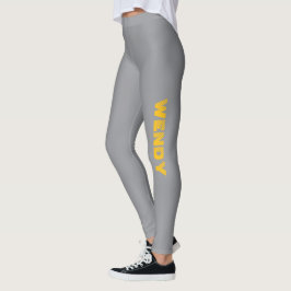 Verblasster gelber benutzerdefinierter Text auf Gr Leggings