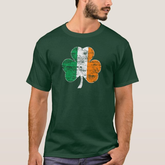 Verblaßter irischer Flaggen-Kleeblatt-T - Shirt (Vorderseite)