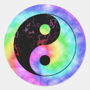 Verblaßter Regenbogen Yin Yang Runder Aufkleber