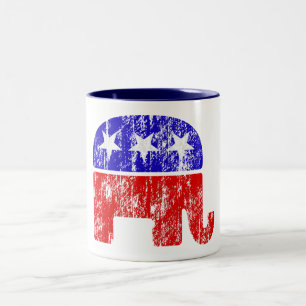 Verblaßter republikanischer Elefant Zweifarbige Tasse