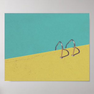 Verblaßtes Gelb-und Aqua-blaues modernes Foto Poster