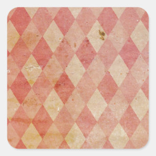 Verblaßtes rotes Rautentapetenmuster Quadratischer Aufkleber