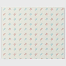 verblasstes Sternmuster Rot Blau Geschenkpapier