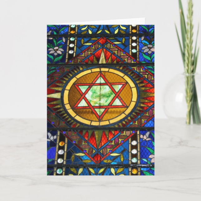 Verbleibender Glass Star der David Grußkarte Karte (Vorderseite)