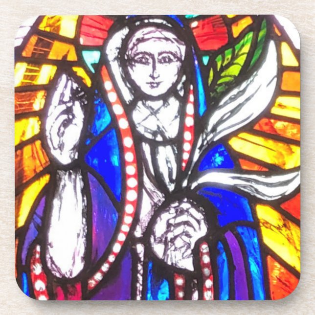 Verbleibendes Glasdesign mit religiöser Abbildung. Getränkeuntersetzer (Vorderseite)
